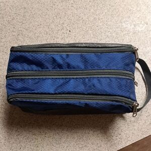Royal Blue Nylon Toiletry Bag with Dual Compartments
